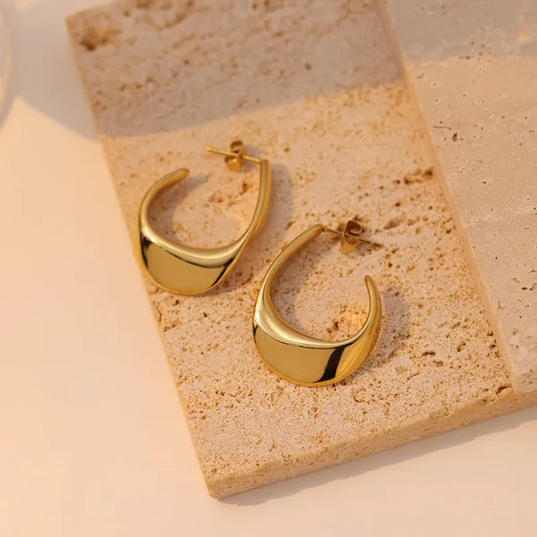 Γυναικεία Κρικάκια Ανοιχτά | Golden C-Hoop Minimal - Image 2