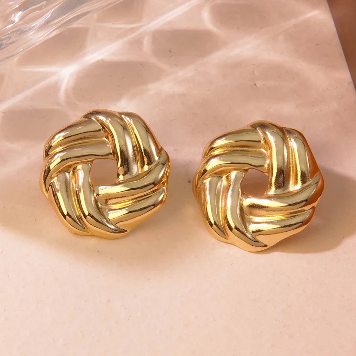 Gold French Twist Studs | Χρυσοί "Γαλλικοί" Στριφτοί Κρίκοι - Studs - Image 2