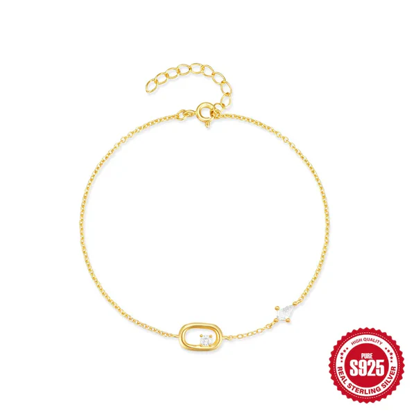 Γυναικείο Βραχιόλι Ασήμι S925 | Oval Zircon Gold Luxe