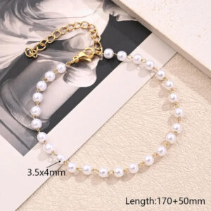 Alternative view of Χρυσό Ατσάλινο Βραχιόλι με Πέρλες | Pearl Essence Gold