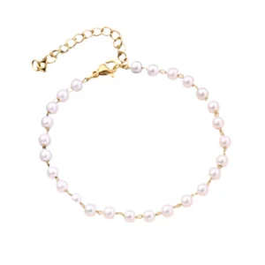 Χρυσό Ατσάλινο Βραχιόλι με Πέρλες | Pearl Essence Gold
