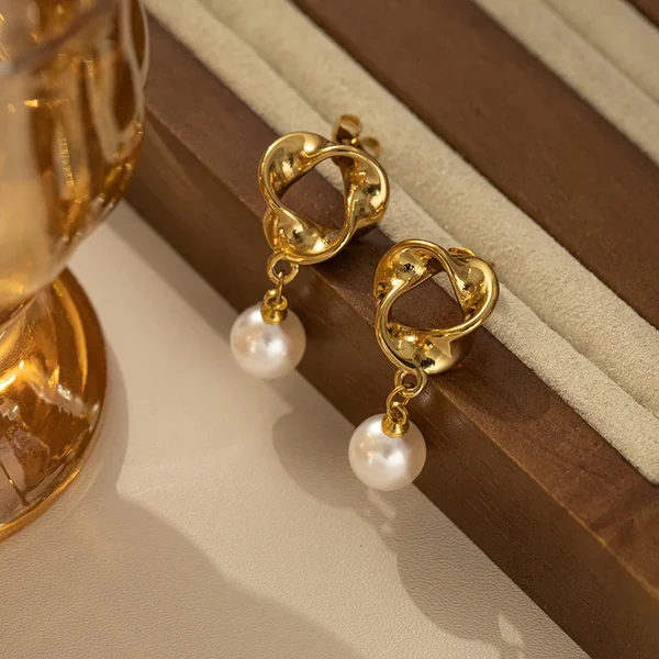 Γυναικεία Σκουλαρίκια με Κρεμαστή Πέρλα | Pearl Drop Steel - Image 3