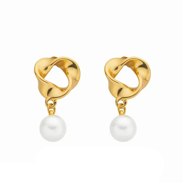 Γυναικεία Σκουλαρίκια με Κρεμαστή Πέρλα | Pearl Drop Steel