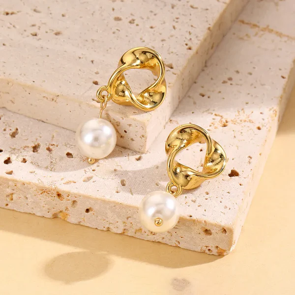 Γυναικεία Σκουλαρίκια με Κρεμαστή Πέρλα | Pearl Drop Steel - Image 5
