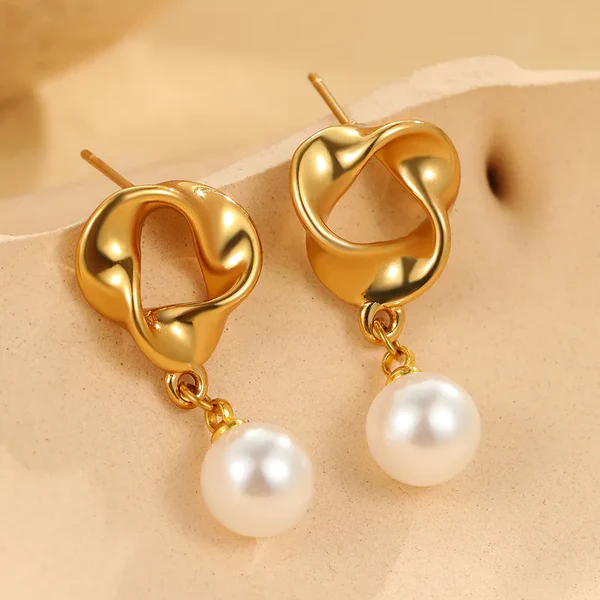 Γυναικεία Σκουλαρίκια με Κρεμαστή Πέρλα | Pearl Drop Steel - Image 6