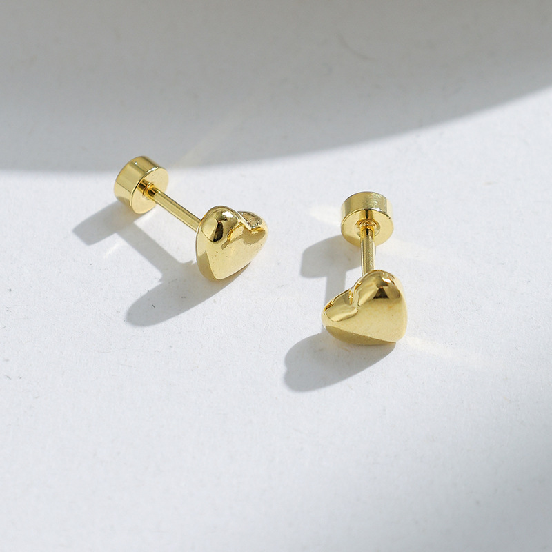 Gold Minimal Heart Studs | Παιδικά Σκουλαρίκια "Χρυσή Καρδούλα"