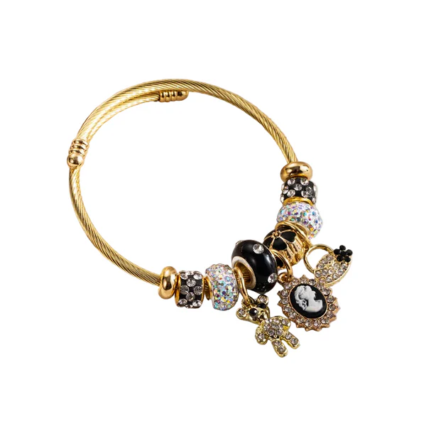 Vintage Portrait Gold Bracelet | Black & Gold Cameo Style