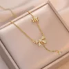 Golden Bow Sparkle Necklace / Χρυσό Κολιέ "Sparkle Bow" με Φιόγκους