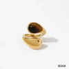 Γεωμετρικό Δαχτυλίδι Pearl & Square Tiger Eye | 18K Gold Plated Open Ring