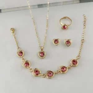 Σετ Κοσμημάτων Καρδιές Ροζ / Pink Heart Jewelry Set