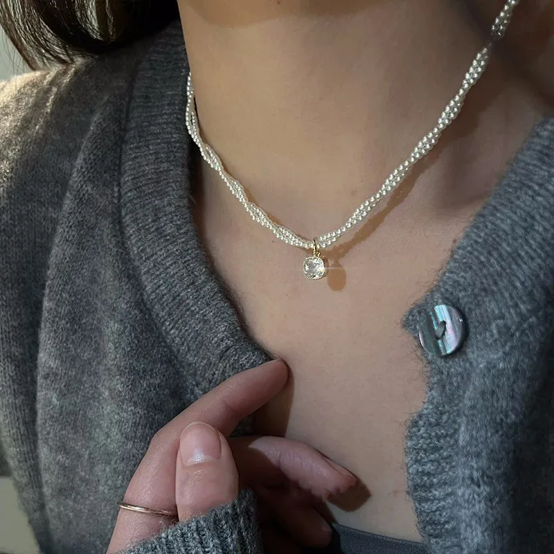 Πολύσειρο Μαργαριταρένιο Κολιέ "Pearl & Sparkle Choker"