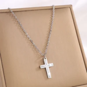 Κολιέ Ασημί Σταυρός με Ζιργκόν / Silver Zircon Cross Pendant Necklace