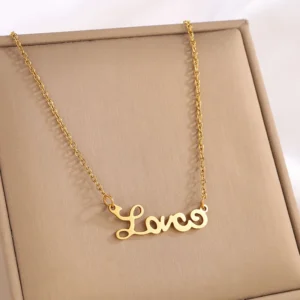 Gold "Love" Script Necklace