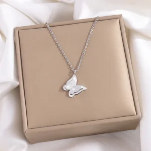 Silver Frost Butterfly Necklace