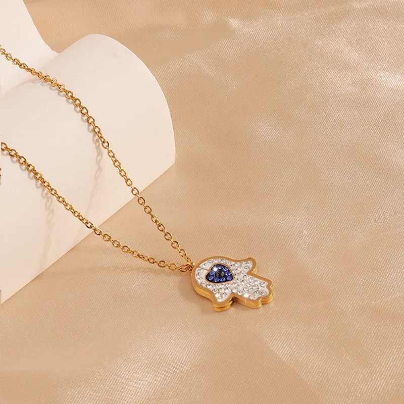 Hamsa Protection Crystal Necklace