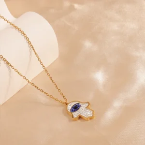 Golden Hamsa Hand Necklace – Το Σύμβολο της Προστασίας