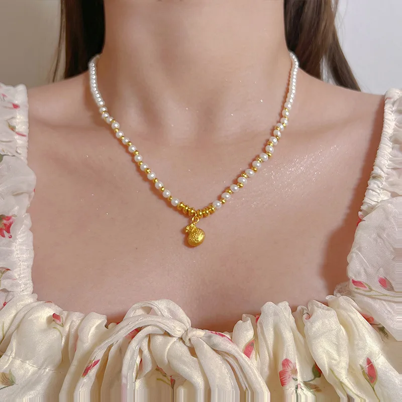 "Pearl Harmony" – Vintage Choker με Golden Bow Charm