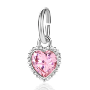 Pink Crystal Heart Charm / Charm "Ροζ Κρυστάλλινη Καρδιά"