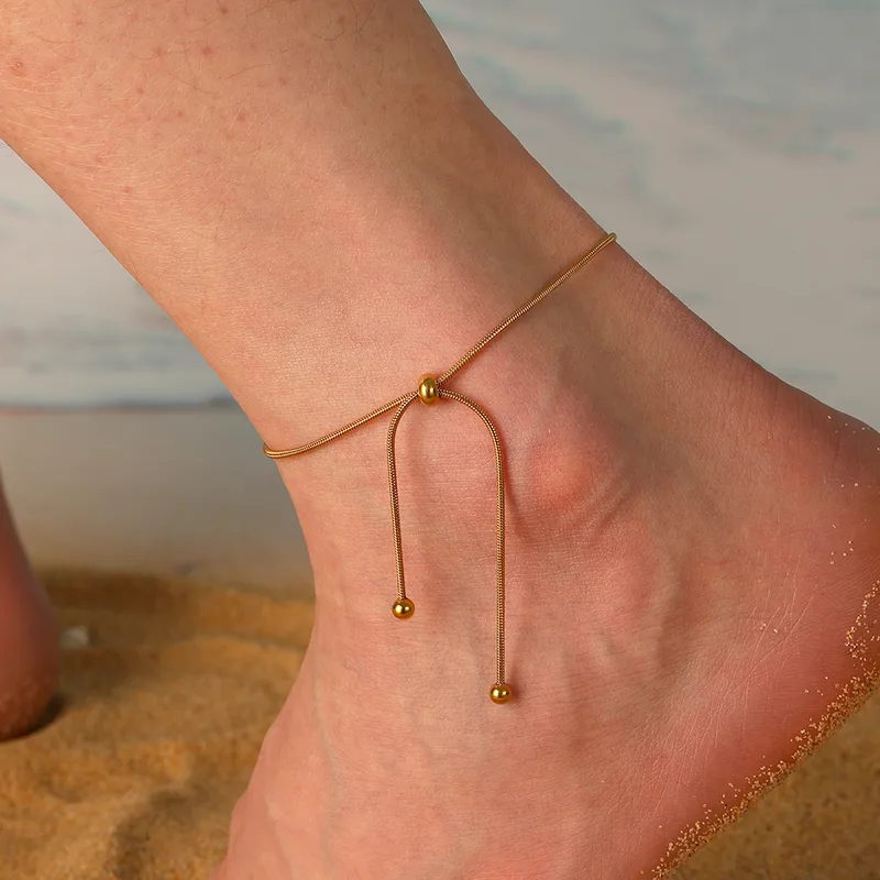 Αλυσίδα Ποδιού "Golden Sands" – Waterproof & Adjustable με Χρυσό 18Κ
