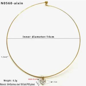 Golden Heart Zircon Choker / Χρυσό Choker "Λαμπερή Καρδιά"