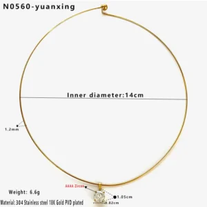 Σταθερό Κολιέ με Κρύσταλλο Ζιργκόν — Solitaire Round Zircon Choker Necklace