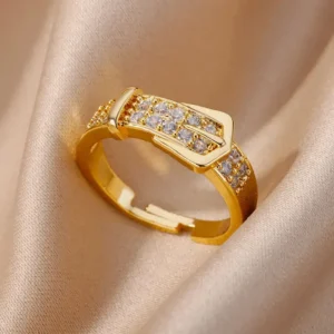 Δαχτυλίδι Minimal Αγκράφα - 18K Gold Plated Belt Zircon Ring