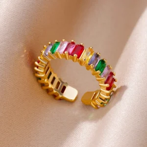 Πολύχρωμο Rainbow Δαχτυλίδι | 18K Gold Plated Colorful Zirconia Ring