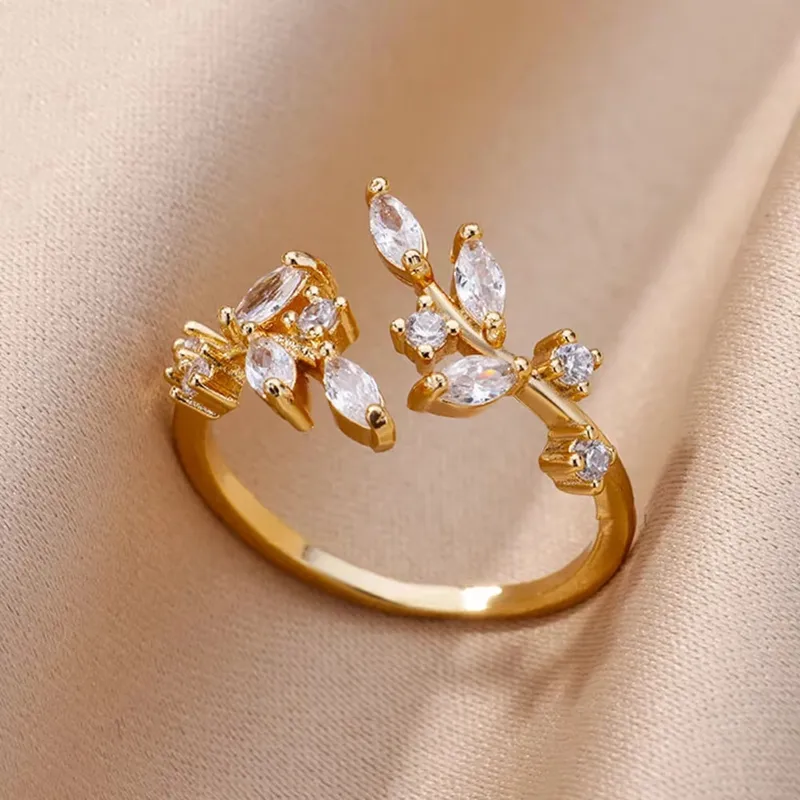 Δαχτυλίδι "Golden Olive" | 18K Gold Plated Marquise Leaf Ring