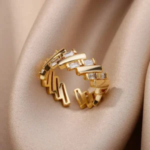 Zig-Zag Δαχτυλίδι με Baguette Ζιργκόν | Geometric Zig-Zag Zirconia Ring