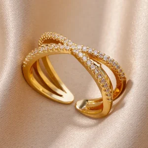 Δαχτυλίδι Cross με Ζιργκόν | Zirconia Crossing Open Ring
