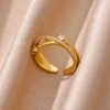 Gold Zirconia Double Row Infinity Ring Χρυσό Δαχτυλίδι "Infinity" με Ζιργκόν