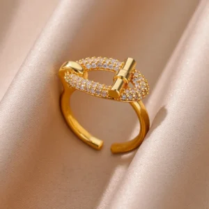 Hip-Hop "Criss Cross" Statement Ring / Χρυσό Δαχτυλίδι με Ζιργκόν & 18K Gold Plating