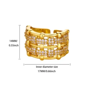 "Golden Weave" – Επιχρυσωμένο Δαχτυλίδι με Πλέγμα & Zircon Pavé