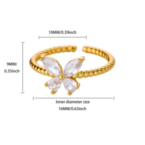 Δαχτυλίδι με Στριφτή Βέρα / Crystal Butterfly Twisted Ring