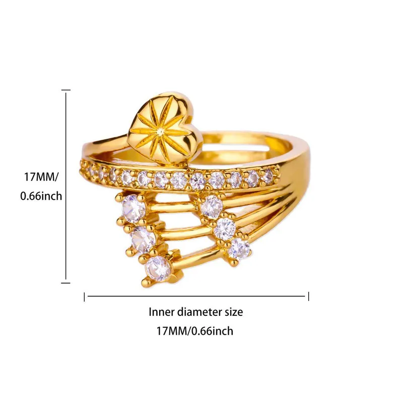 Golden Sun-Kissed Heart Ring – Sparkling Cascade