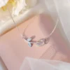 Silver Tulip & Crystal Leaf Necklace | Ασημένιο Κολιέ "Τουλίπα" με Κρυστάλλινα Φύλλα