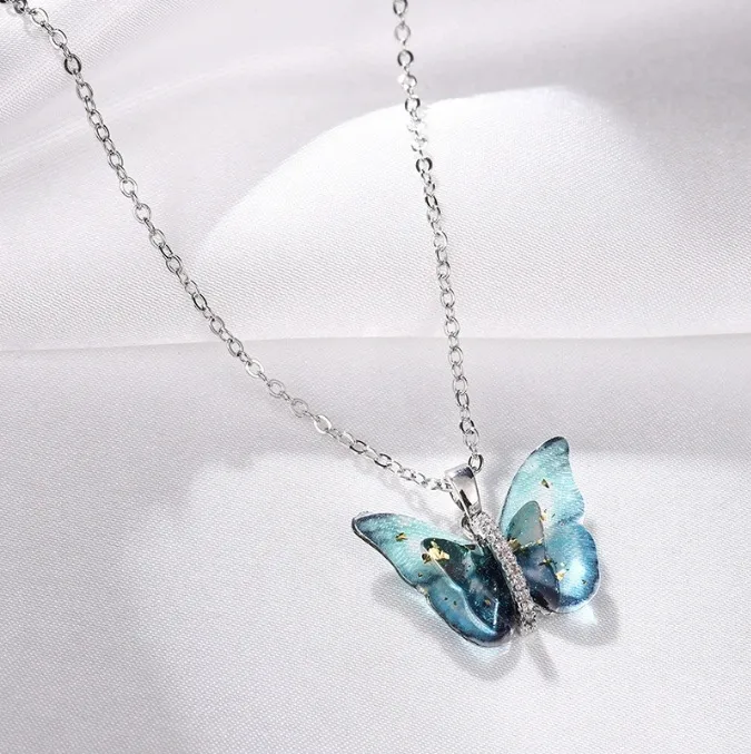 Silver Ethereal Butterfly Necklace | Κολιέ "Azure Dream"