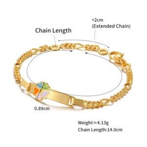 Kids Pink Flower ID Bracelet Παιδικό Βραχιόλι Ταυτότητα "Λουλούδι"