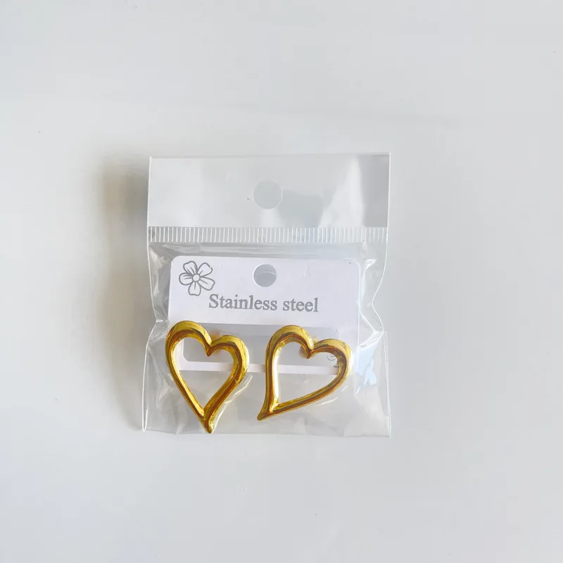 Σκουλαρίκια Ανοιχτή Καρδιά Χρυσά / Gold Open Heart Stud Earrings