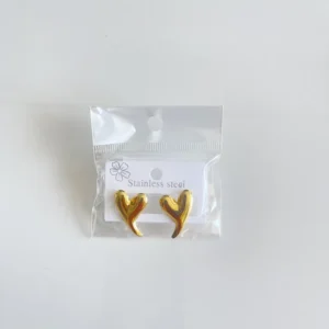 Σκουλαρίκια Καρδιά-Σχήμα Χρυσά / Gold Abstract Heart Stud Earrings