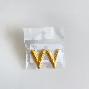 Hammered Gold V-Shape Earrings Χρυσοί Σφυρήλατοι Κρίκοι "V"