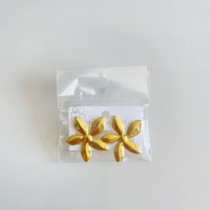 Golden Flower Stud Earrings Χρυσοί Κρίκοι Λουλούδι