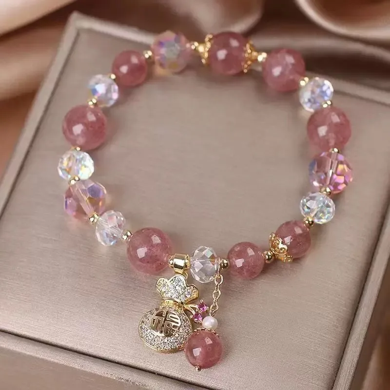 Ethnic Βραχιόλι "Lucky Charm" με Ροζ Λίθους / Rose Stones Ethnic Bracelet