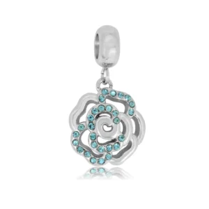 Silver Azure Rose Charm | Charm "Γαλάζιο Τριαντάφυλλο"