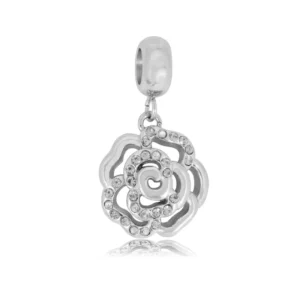 Silver Pure White Rose Charm | Charm "Λευκό Τριαντάφυλλο της Αγνότητας"