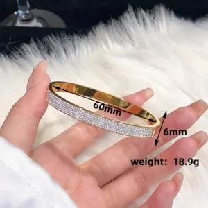 Golden Triple-Row Crystal Bangle / Χρυσή Χειροπέδα με Τριπλή Σειρά Κρυστάλλων
