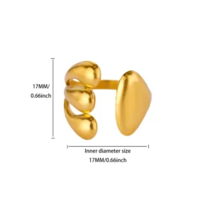 Golden Asymmetric Triple-Drop Ring / Χρυσό Δαχτυλίδι "Triple-Drop"