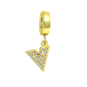 Golden Crystal Letter "V" Charm / Χρυσό Charm "Γράμμα V" με Κρυστάλλους