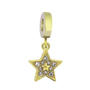 Golden Crystal Stellar Star Charm / Χρυσό Charm "Stellar Star" με Κρυστάλλους