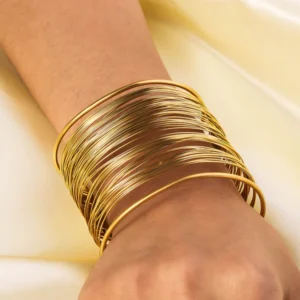 Γυναικεία Χειροπέδα Multi-Row | Golden Layered Cuff - Image 3